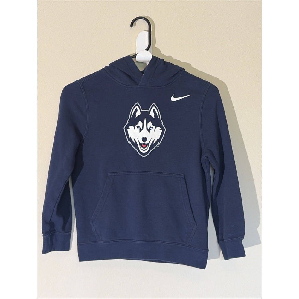 Nike Navy Blue UCONN Huskies Logo Hooded Sweatshirt Hoodie Youth Child Small
